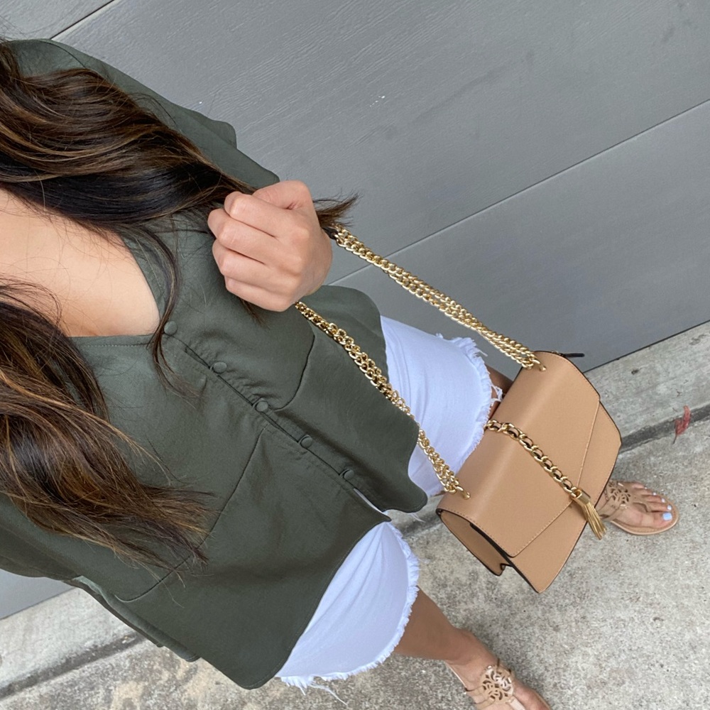 Olive Green Short Sleeve Peplum Shirt